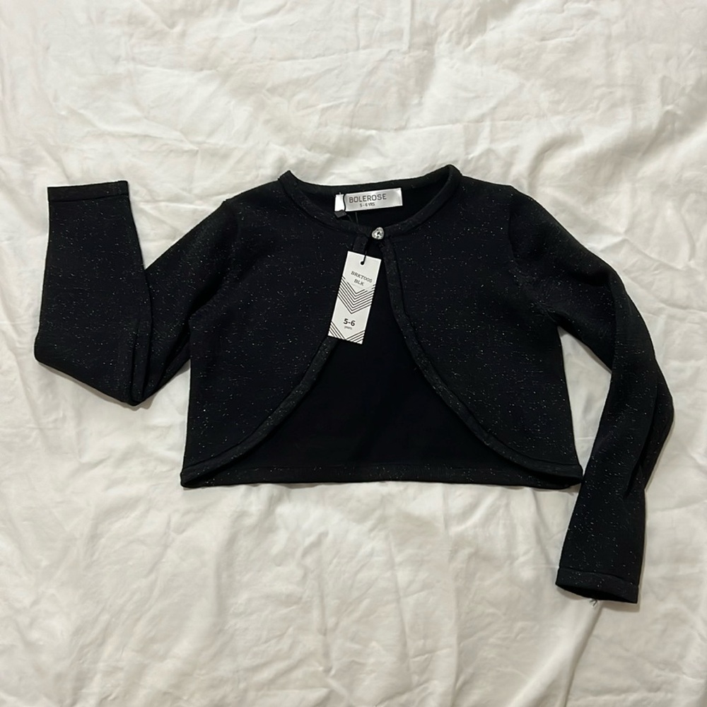 Bolerose black cardigan, girls, size 5/6